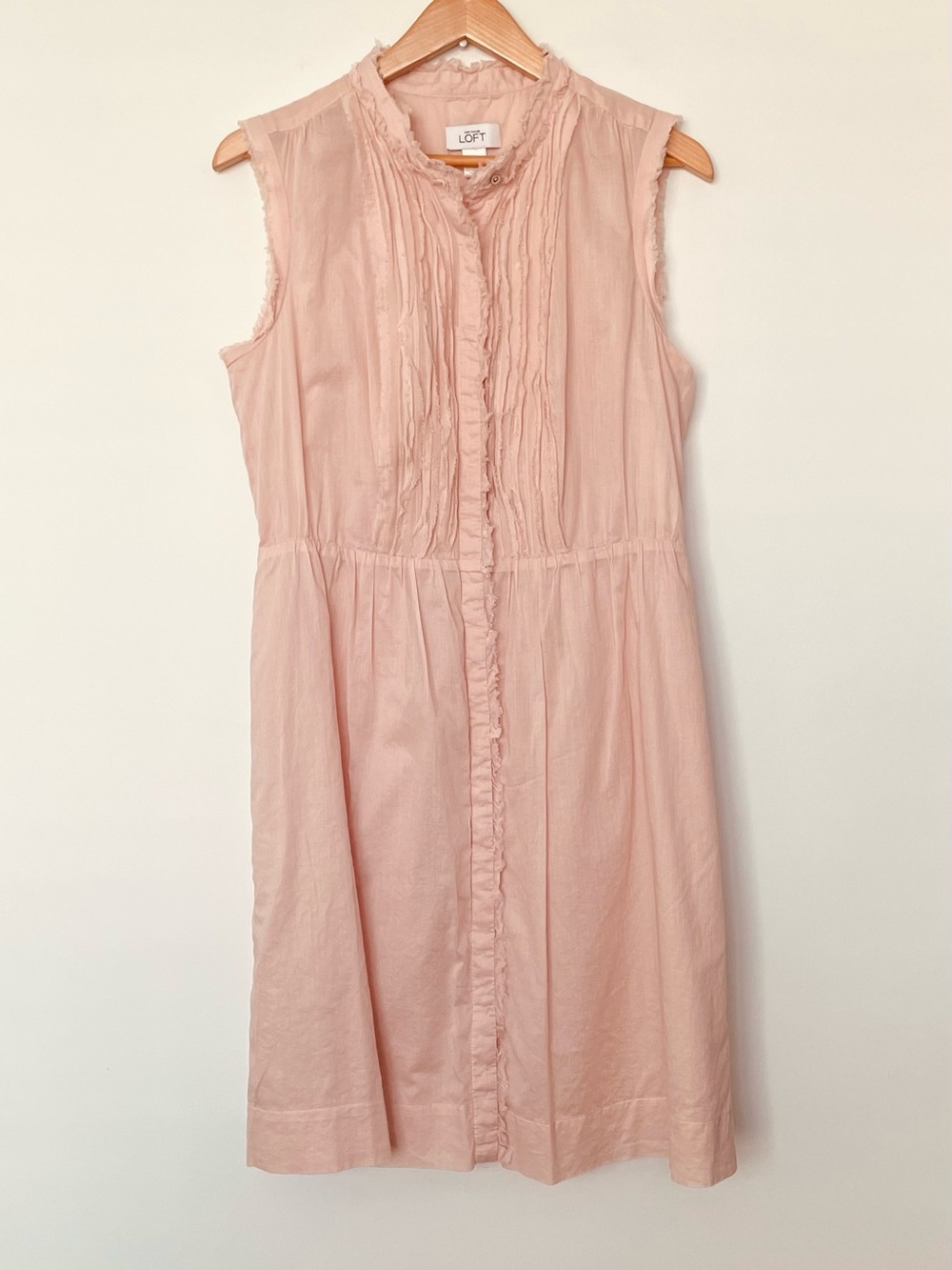 LOFT Pink Sleeveless Ruffle Front Dress